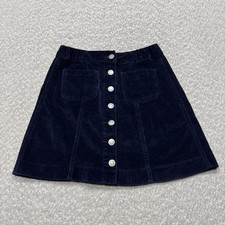 Brandy Melville Skirt Womens Small Navy Blue Corduroy Button Front Pockets Mini