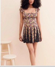 free people ponderosa mini dress in midnight combo colorway floral print