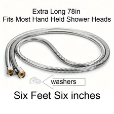 Extra Long Metal Shower Hose for Hand Held Shower Head Chrome 78"