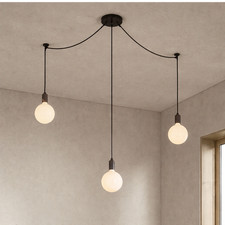 Quincy Triple Spider Pendant Chandelier E27 Black Ceiling Light - 1.85m 3 Lights