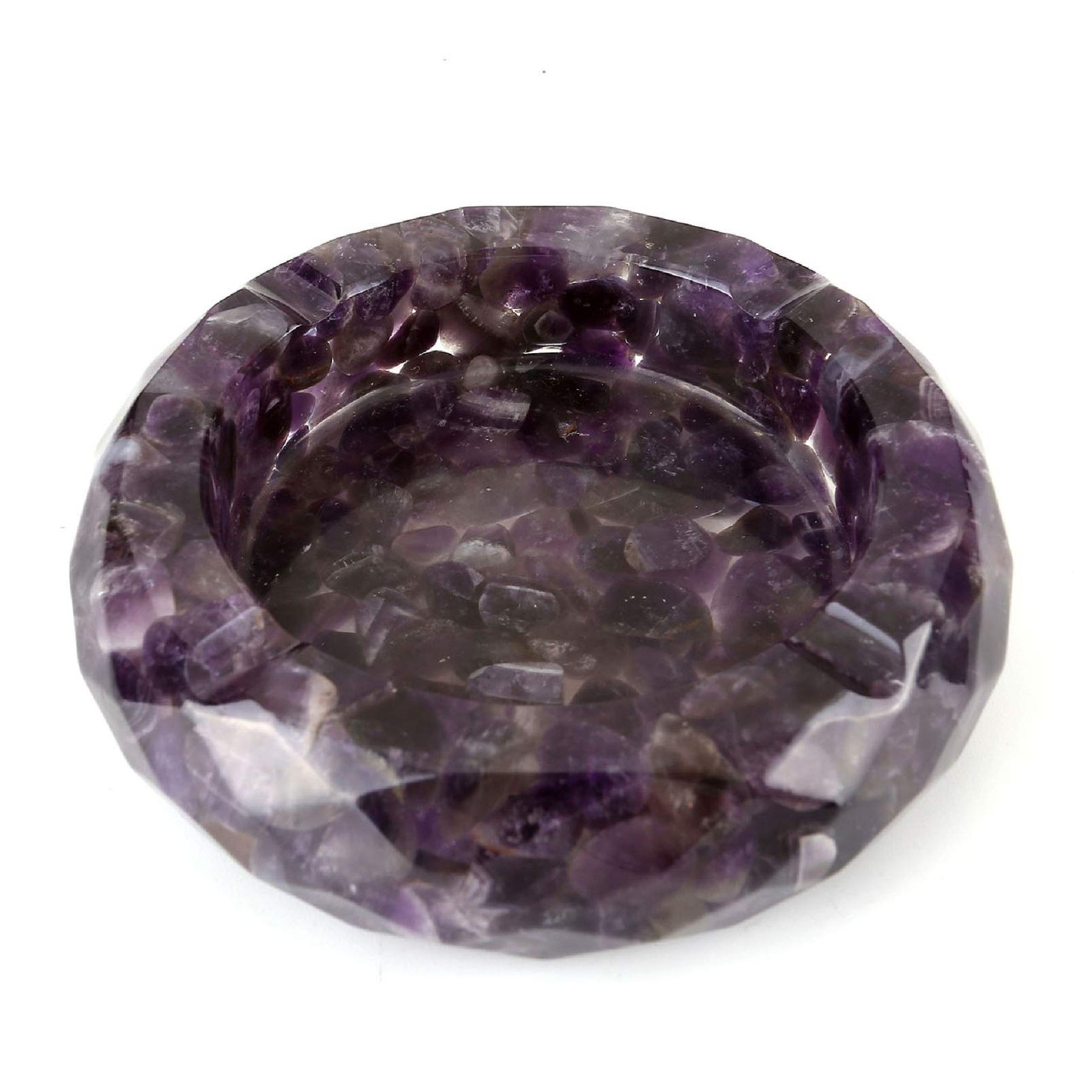 Amethyst Crystal Ashtray, Resin with Tumbled Chip Stones Ashtray for Living R...