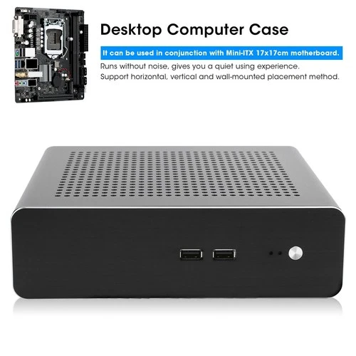 (BLACK USB2.0)G60S HTPC Chassis Full Aluminum DCATX Power Supply MiniITX Ca OU