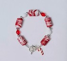 Red & White Christmas Lampwork Glass Handmade Vintage Beads Candy Cane 8"