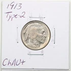 1913 Type-2 Ground In Recess 5C Buffalo Nickel Choice AU+ Condition #6114