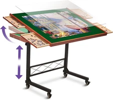 JoyBerri Jigsaw Puzzle Table with Drawers – Adjustable Puzzle Board for 1500 Pie