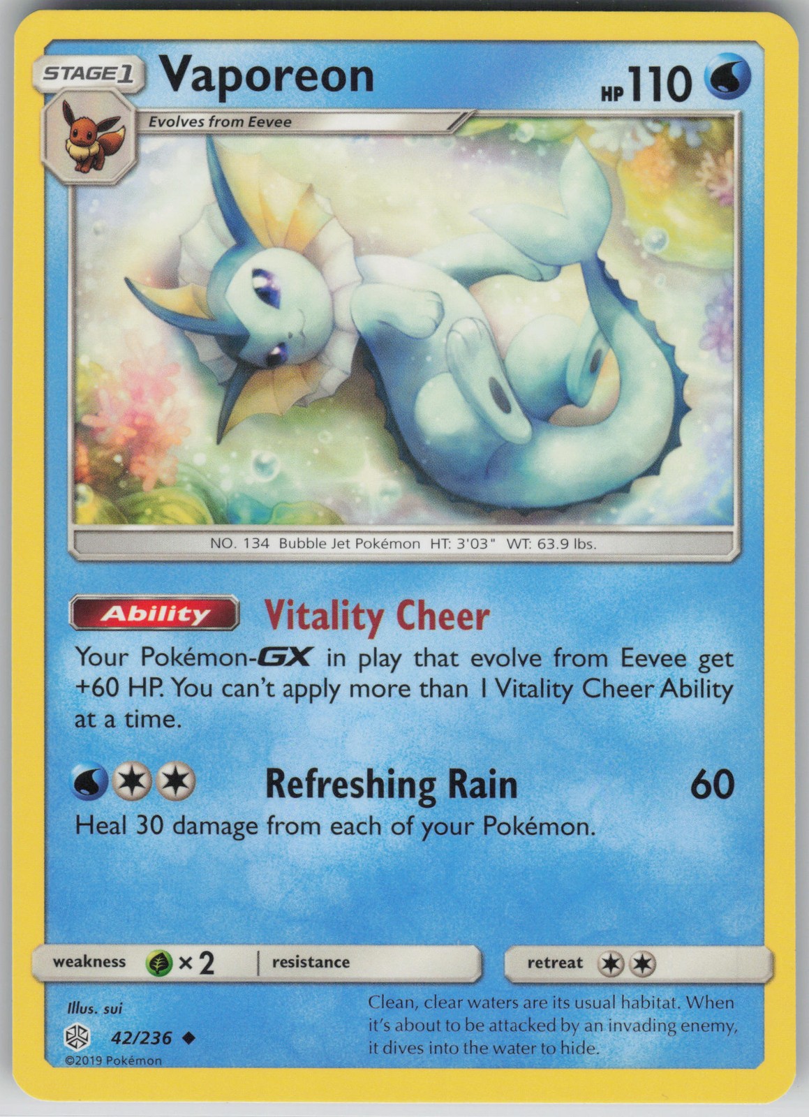 Vaporeon Uncommon SM - Cosmic Eclipse 42/236 LP