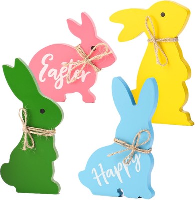 Wooden Cute Bunnies Easter Decorations for The Home Table Decor,4PCS... 