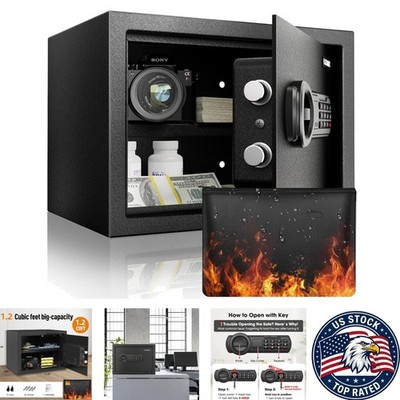 Spacious Modern Fireproof Safe with Removable Shelf & Backlit Keypad - 1.2 Cu.Ft