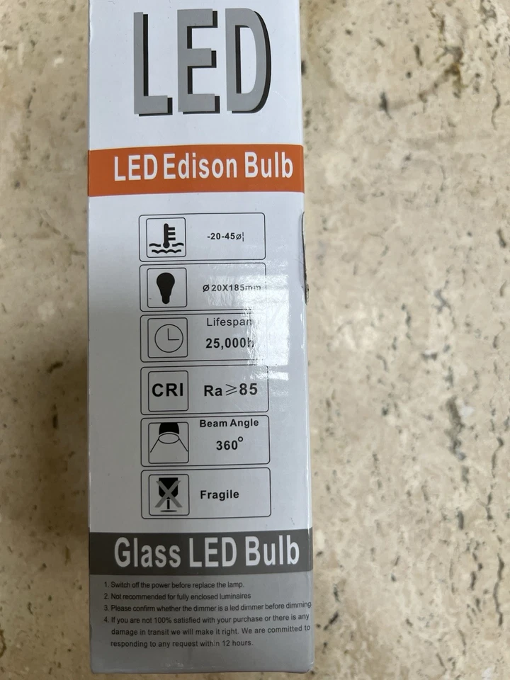 E12 Led Long Bulb, 4W T6 Edison Light Bulbs Cool White 5000K,7.3 inch,750lm, 75W - Image 2 of 4