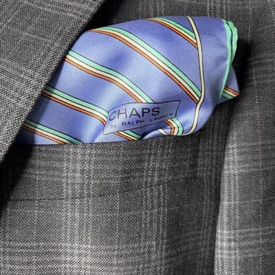 Chaps Ralph Lauren Striped Multi-Color Pocket Square Handkerchief Silk 18''