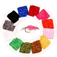 12 PCS Fly Tying Chenille Materials 65.64 Yards Thread Craft Tinsel