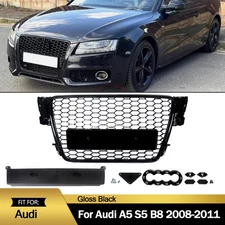 Front Mesh RS5 Style Bumper Grille For Audi A5/S5 B8 8T 2008-2012 Glossy Black