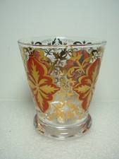 Ornate Clear Glass Tumber Decorated With A Coloured Damask Pattern. Italy