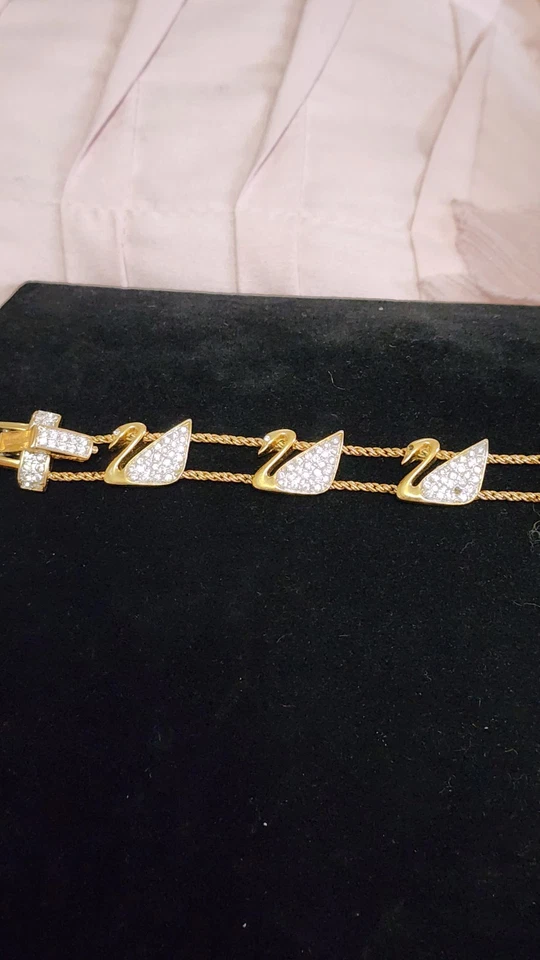 PULSERA SWAROVSKI FIVE Cristal Pave Logo Eslabón Cisne Nueva en Caja 7 1/2" Largo Foto 2 de 4