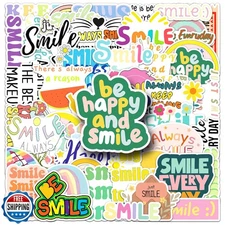 Smiling Stickers Kids Teens Adults 51 PCS Smile Every Day Inspirational Graff