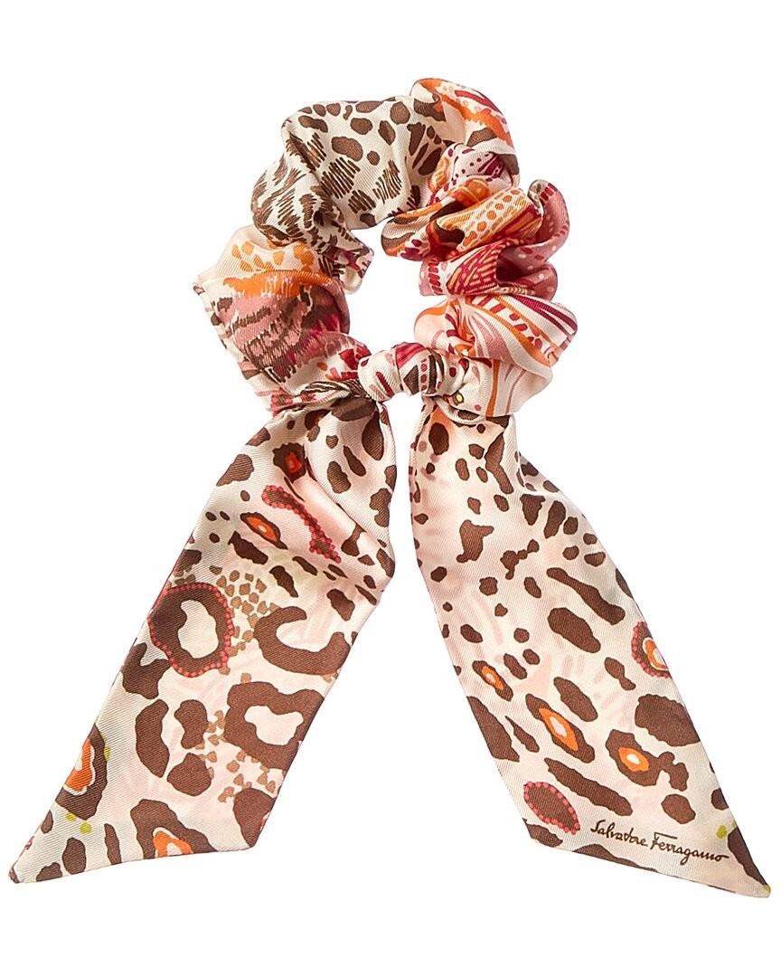 Шелковая женская резинка для волос Ferragamo белого цвета 24890₽