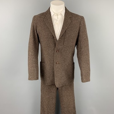 LAT NAYLOR Size S Brown Heather Polyester Blend Notch Lapel Suit