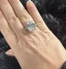 VINTAGE Large Elongated Cushion Cut Cubic Zirconia Sterling Silver 925 Ring UK N