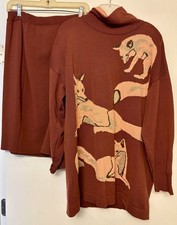 Vintage 2 Piece Escada Foxes Sweater Set