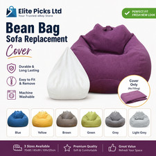 EXTRA LARGE BEAN BAG CHAIRS SOFA COVER INDOOR SOFT LAZY LOUNGER FOR ADULTS KIDS
