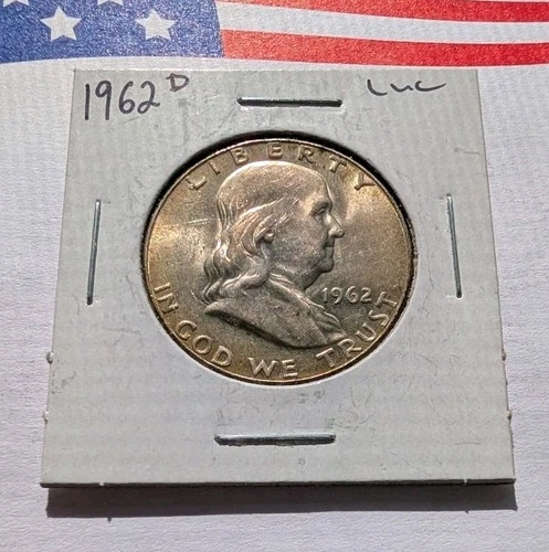 1962-D Franklin Half Dollar, 90% Silver, AU w/ Very Nice Toning