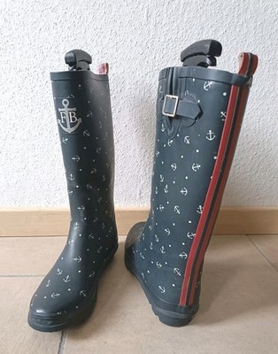 Felix Bühler Gummistiefel 40 Anker Blau Rot Schnalle Regen Stiefel