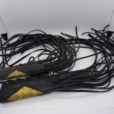 Vintage Motorcycle Handlebar Tassel Hand Grips Fringe Yellow Snakeskin A21