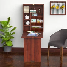 Wall Mounted Convertible Desk Fold Out Writing Table Storage Furniture