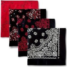 Premium Soft Cotton Designer Bandanas Pack for Men and Pack of 4 the Blacks