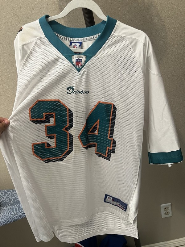 NFL Reebok Ricky Williams Miami Dolphins Jersey Men's Size XL #34 White Teal New