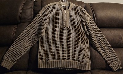 SPLENDID x Cella Jane Open Stitch 1/4 Zip Pointelle Sweater Large 