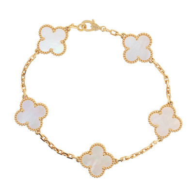 Van Cleef & Arpels Vintage Alhambra 18k Yellow Gold MOP Motif Bracelet