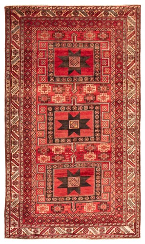 Vintage Geometric Area Rug 5'10" x 10'2" Traditional Hand-Knotted Wool Carpet