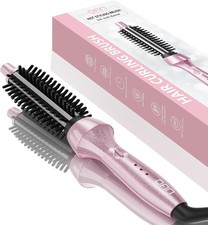 Curling Iron Brush, 1 Inch, Ceramic, Pink, Adjustable Temperature, Dual Voltage,