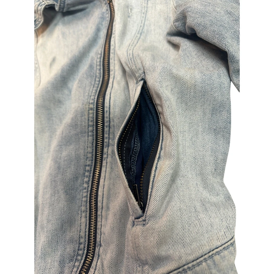 Chaqueta de moto Guess vintage para mujer L azul denim suave grunge cremallera asimétrica Foto 4 de 4