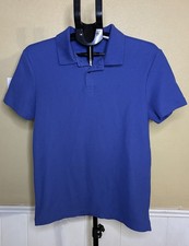 Calvin Klein Men's S Blue Solid Knit Polo Shirt Short Sleeve Collared Logo