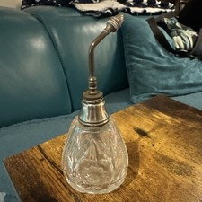 Antiker Parfümzerstäuber geschliffenes Glas Sterlingsilber Top