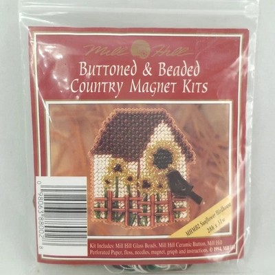 Completed Mill Hill Buttoned & Beaded Magnet Kit MHMB2 Sunflower Birdhouse