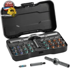 24-In-1 Ratchet Screwdriver Set, Magnetic Precision Bits with Detachable Handle 