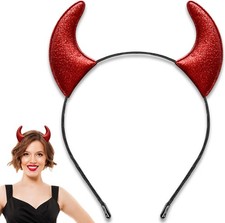 Red Devil Horns Headband with Glitter Halloween