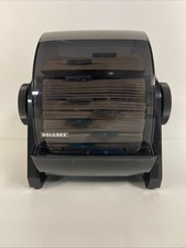 VTG Black Rolodex 360 Rotary Address Card File DRF 24C With Tabs Cards