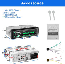 Single DIN Car Radio Bluetooth Stereo 7-Color LED Backlight EQ Sound Hands-Free