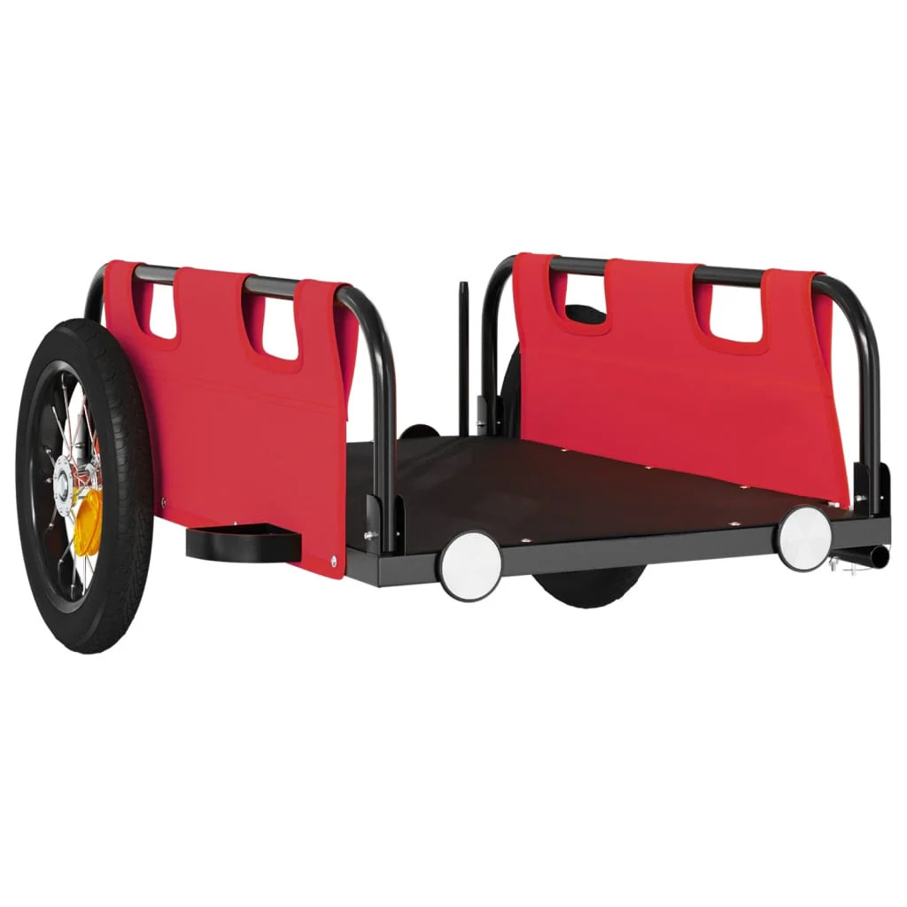 Remorque vélo Helloshop26 rouge en fer et tissu Oxford pour transport de charge
