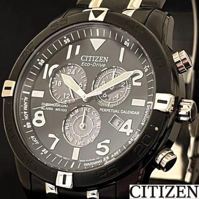 Citizen Eco-Drive E820 Solar Analog Uhr Herren schwarzes Zifferblatt 20,5 cm ...