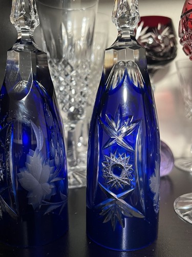 AJKA Marsala blu cobalto taglio a chiaro flauto champagne set di 2 - Foto 8 di 8
