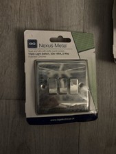 3 x Interruptor de luz triple de metal BG Nexus 20a 16ax cromo pulido de 2 vías