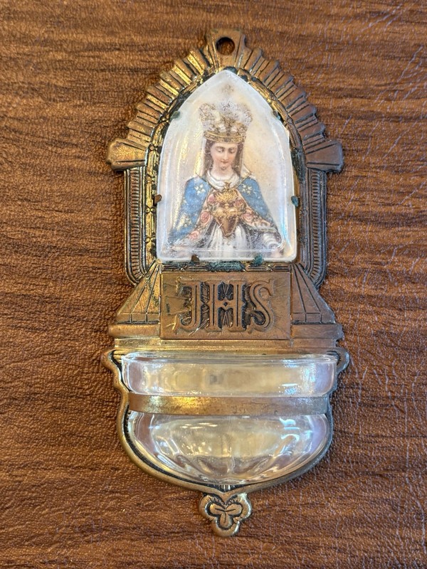 Vintage Holy Water Fond Holy Family JHS  Catholic Blessing Catholic Church Pray