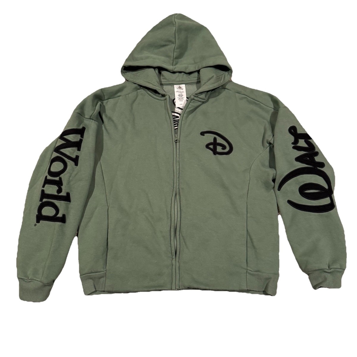 Walt Disney World Green Full Zip Up Sweatshirt Hoodie Small Sleeve