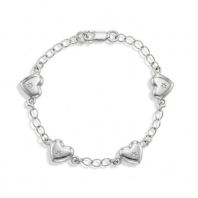 925 Sterling Silver 5'' Cute Heart Bracelet for Babies & Toddlers