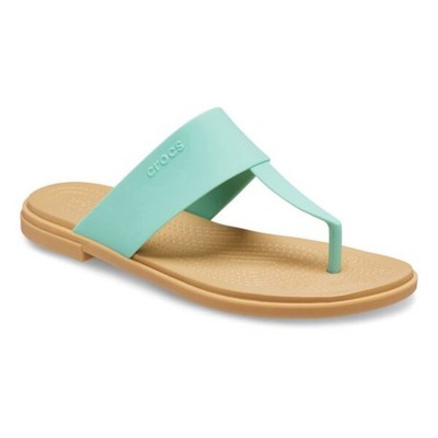 Crocs Tulum Damen Slipper Zehentrenner Mint/Beige Gr. 34/35